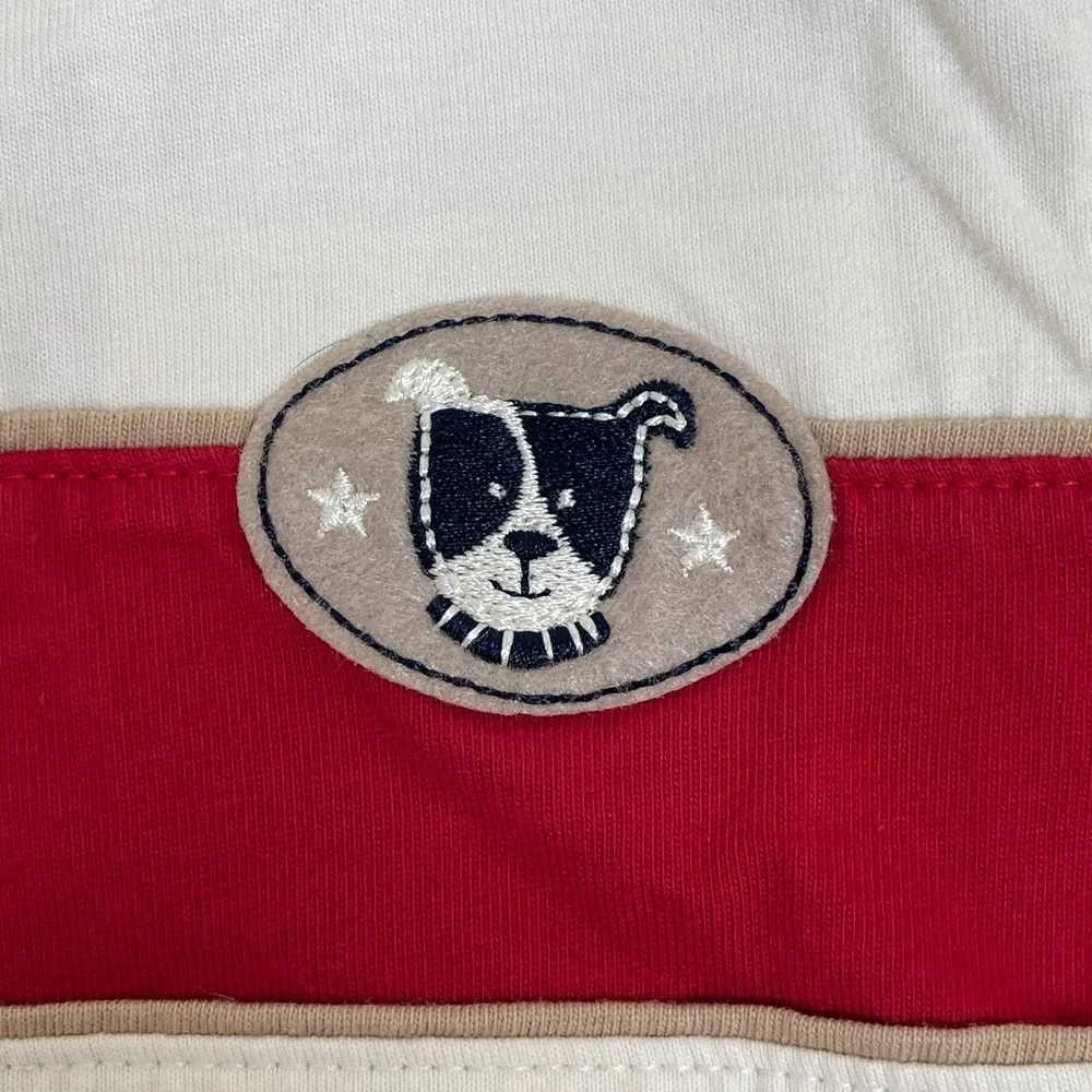 Vintage Okie Dokie Baby Boys 12M Long Sleeve Dog Patch One Piece Cream‎ 90s Y2K